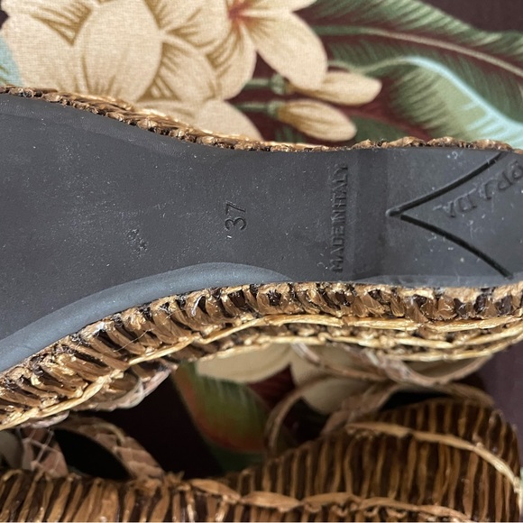 Prada Woven wicker platform wedge with python straps size 37 nwot - Picture 13 of 14